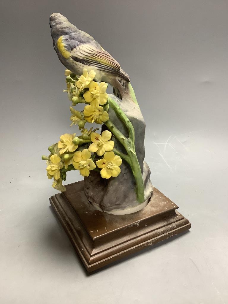 A Royal Worcester porcelain bird on stand, 23cm high